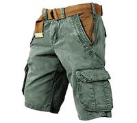 Men's Work Shorts Pants - Mens Casual Breathable Youth Solid Color Versatile Trousers Cargo Shorts (Green XXXL)