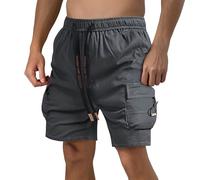 Men's Work Shorts Pants - Men's Five Work Pants Plus Size Shorts Youth Loose Casual Shorts Pocket Drawstring Elastic Waist Design Casual Shorts (Grey M)