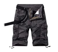 Mens Work Shorts Work Trousers - Male Casual Mid Waist Pant Short Cargo Pant Solid Camouflage Splice Pocket Zipper Fly Shorts (Dark Gray 38)