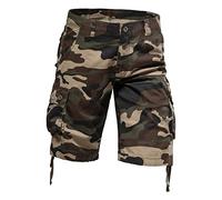 Mens Work Shorts Work Trousers - Male Summer Overalls Camouflage Casual Sports Pocket Button Large Size Washed Shorts (CE1 34)