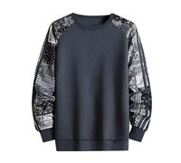 Mens Work Sweatshirts No Hood Men'S Sports Sweater Round Neck Loose Casual Pullover Fashion Trend Youth Autumn Spring Sweatshirt Comfortable Wear Crew Neck Sweatshirts (Grey-A, XXXXXL)