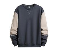 Mens Work Sweatshirts No Hood Men'S Sports Sweater Round Neck Loose Casual Pullover Fashion Trend Youth Autumn Spring Sweatshirt Comfortable Wear Crew Neck Sweatshirts (Light Blue-B, XXXXL)