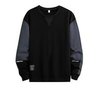 Mens Work Sweatshirts No Hood Men'S Sports Sweater Round Neck Loose Casual Pullover Fashion Trend Youth Autumn Spring Sweatshirt Comfortable Wear Crew Neck Sweatshirts (Black-B, XXXXXL)