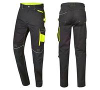Mens Work Trousers Cargo Combat Heavy Duty Hard Wearing with Knee Pad Pockets 36W / 31L Black with Lemon