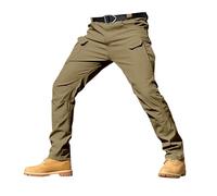 Mens Work Trousers Cargo Combat Trousers for Men Stretch Fit Elasticated Waist Regular Fit Cargo Hiking Pants with Multi Pockets Slim fit Work Trouser Outdoor Mens Hiking Trouser Workwear Brown