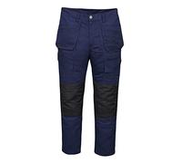 Mens Work Trousers Multi Pockets Cargo Heavy Duty Reinforcing Stress Points Pants and Knee Pad Pockets (38W/31L, Navy Blue)