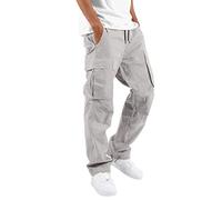 Mens Work Trousers Multipockets Cargo Combat Work Pants Elasticated Waist Tracksuit Bottoms Regular Fit Joggers Stylish & Comfortable Workwear Outdoor Hiking Pants White