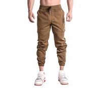 Men's Work Trousers Relaxed Fit, Men's Cargo Sweatpants for Outdoor Work and Casual Sports Fashionable Nine Point Trousers with Utility Pockets