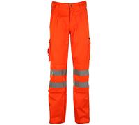 Men's Work Wear Hi Vis High Vis High Visibility, Polycotton Work Trousers EN471 Class 1 Choice of 2 Colour (34" Waist to Fit 32.5" Leg Length, Orange)
