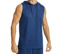Men's Workout Hoody Tank Tops Athletic Training Bodybuilding Sleeveless Hoodie Shirts Gym Sleeveless Muscle T-Shirt (UK, Alpha, L, Regular, Regular, Standard, Blue)