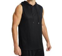 Men's Workout Hoody Tank Tops Athletic Training Bodybuilding Sleeveless Hoodie Shirts Gym Sleeveless Muscle T-Shirt (UK, Alpha, M, Regular, Regular, Standard, Black)