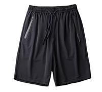 Men's Workout Running Shorts Mesh Lightweight Athletic Jogging Bottoms Quick Dry Gym Active Shorts with Zipper Pockets Casual Summer Winter Lounge Short Black