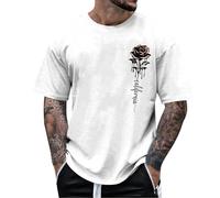 Mens Workout Shirts Fitted Quick Dry Gym Tshirts Running Athletic Top Moisture Wicking Tee Shirt Work Office Wedding Sweats Basic Outfits (White, L