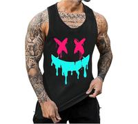Men's Workout Swim Sleeveless Shirts Quick Dry Beach Pool Tech Running Athletic Exercise Muscle Tank Top Big and Tall Activewear Baseball Jersey Trendy Clothes Men (Black, M)