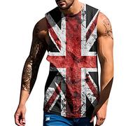 Men's Workout Tank Tops Union Jack Flag Printed Sleeveless Patriotic Casual St Georges Tank T Shirts Gym Workout Vest Tops Muscle Tee Shirts