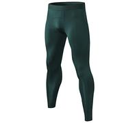 Men's Workout Tights Leggings Cool Dry Sports Compression Pants Base Layer Running Yoga Gym Pants, A# Dark Green, Large