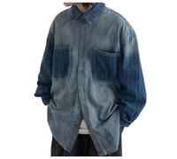 Mens Workwear Denim Jacket Stonewash Jean Jackets Men Classic Trucker Coat Lightweight Outerwear Everyday Casual Coats Buttoned Cuffs Outerwears For Western Style Wear