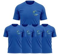 Mens Workwear T Shirt Bundle 5 Pack, Personalised Company Uniform Customised Logo Short Sleeve Tops with Back Printing, XXL, Bright Royal