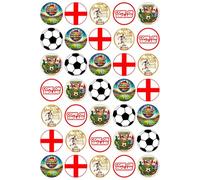 Men's World Cup 2026 ENGLAND Party Pack - Edible Cupcake Toppers - Wafer or Icing Football Competition Themed Celebration Cake Decorations for Cupcakes, Cookies, Brownies, Muffins & More!