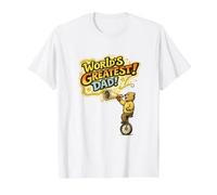 Mens World's Greatest Dad Retro Bear On Unicycle with Megaphone Value Graphic T-Shirt