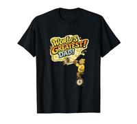 Mens World's Greatest Dad Retro Bear On Unicycle with Megaphone Value Graphic T-Shirt