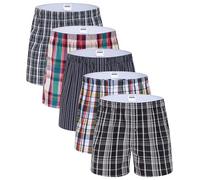 Mens Woven Boxers Underwear Cotton Boxers for Men, Mens Boxers Shorts Multipack 5-Pack（Boxer2/5P/L）