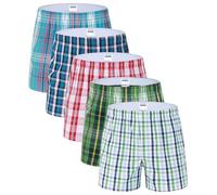 Mens Woven Boxers Underwear Cotton Boxers for Men, Mens Boxers Shorts Multipack 5-Pack（Boxer4/5P/S）
