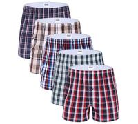 Mens Woven Boxers Underwear Cotton Boxers for Men, Mens Boxers Shorts Multipack 5-Pack（Boxer5/5P/L）