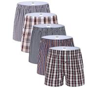 Mens Woven Boxers Underwear Cotton Boxers for Men, Mens Boxers Shorts Multipack 5-Pack（Boxer6/5P/M）