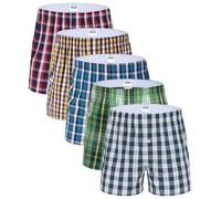 Mens Woven Boxers Underwear Cotton Boxers for Men, Mens Boxers Shorts Multipack 5-Pack（Boxer7/5P/XL）