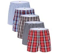 Mens Woven Boxers Underwear Cotton Boxers for Men, Mens Boxers Shorts Multipack 5-Pack（Boxer8/5P/M）
