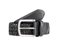 Men's Woven Leather and Cotton Belt with Satin Nickel Buckle - BLACK / S