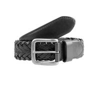 Men's Woven Leather Belt with Brushed Nickel Buckle - BLACK / M