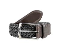 Men's Woven Leather Belt with Satin Nickel Buckle - BLACK/BROWN / M