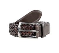 Men's Woven Leather Belt with Satin Nickel Buckle - BROWN / M