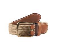 Men's Woven Stretch Belt with Antique Brushed Gold Buckle - BEIGE / XL