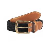 Men's Woven Stretch Belt with Antique Brushed Gold Buckle - BLACK / XL