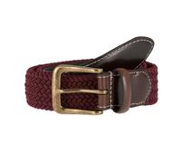 Men's Woven Stretch Belt with Antique Brushed Gold Buckle - BURGUNDY / M