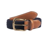 Men's Woven Stretch Belt with Antique Brushed Gold Buckle - NAVY / M
