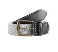 Men's Woven Stretch Belt with Antique Brushed Gold Buckle - SILVER GREY / L