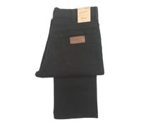 MENS WRANGLER TEXAS STRETCH REGULAR FIT STRAIGHT LEG ZIP FLY - BLACK DENIM