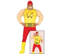 Mens 80s Retro Wrestler Fancy Dress Costume 1980s Wrestler Outfit Suit New fg