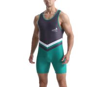 Men's Wrestling Suit Tight Sportswear One Piece Sleeveless Training Gym Weightlifting Bodysuit Gray White Green M