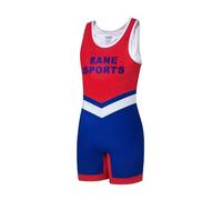 Men's Wrestling Suit Tight Sportswear One Piece Sleeveless Training Gym Weightlifting Bodysuit Red White Blue M