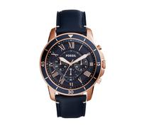 Mens Wristwatch FOSSIL GRANT FS5237 Chrono Leather Blue Gold Rose
