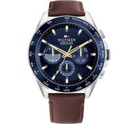 Mens Wristwatch TOMMY HILFIGER OWEN 1791965 Multifunction Leather Brown Blue