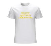 Men's Written and Directed by Quentin Tarantino Cotton Printed Graphic Tee T-Shirts White XL