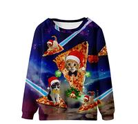 Men's Xmas Jumper Ugly Christmas Sweatshirt 3D Printed Funny Pullover Sweater Reindeer Santa Claus Jumpers Crewneck Sweatshirts Causal Slim Fit Sweater Unisex Pullover Gifts for Men and Women