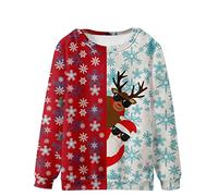 Men's Xmas Jumper Ugly Christmas Sweatshirt 3D Printed Funny Pullover Sweater Reindeer Santa Claus Jumpers Crewneck Sweatshirts Causal Slim Fit Sweater Unisex Pullover Gifts for Men and Women