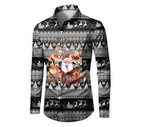 Mens Xmas Shirt, Men Shirts Long Sleeve Casual, Xmas Shirt 3D Printed Santa Claus Button Down Funny Funky Shirts Santa Gifts Regular Fit Ugly Xmas Pullover Hilarious Fancy Dress Top